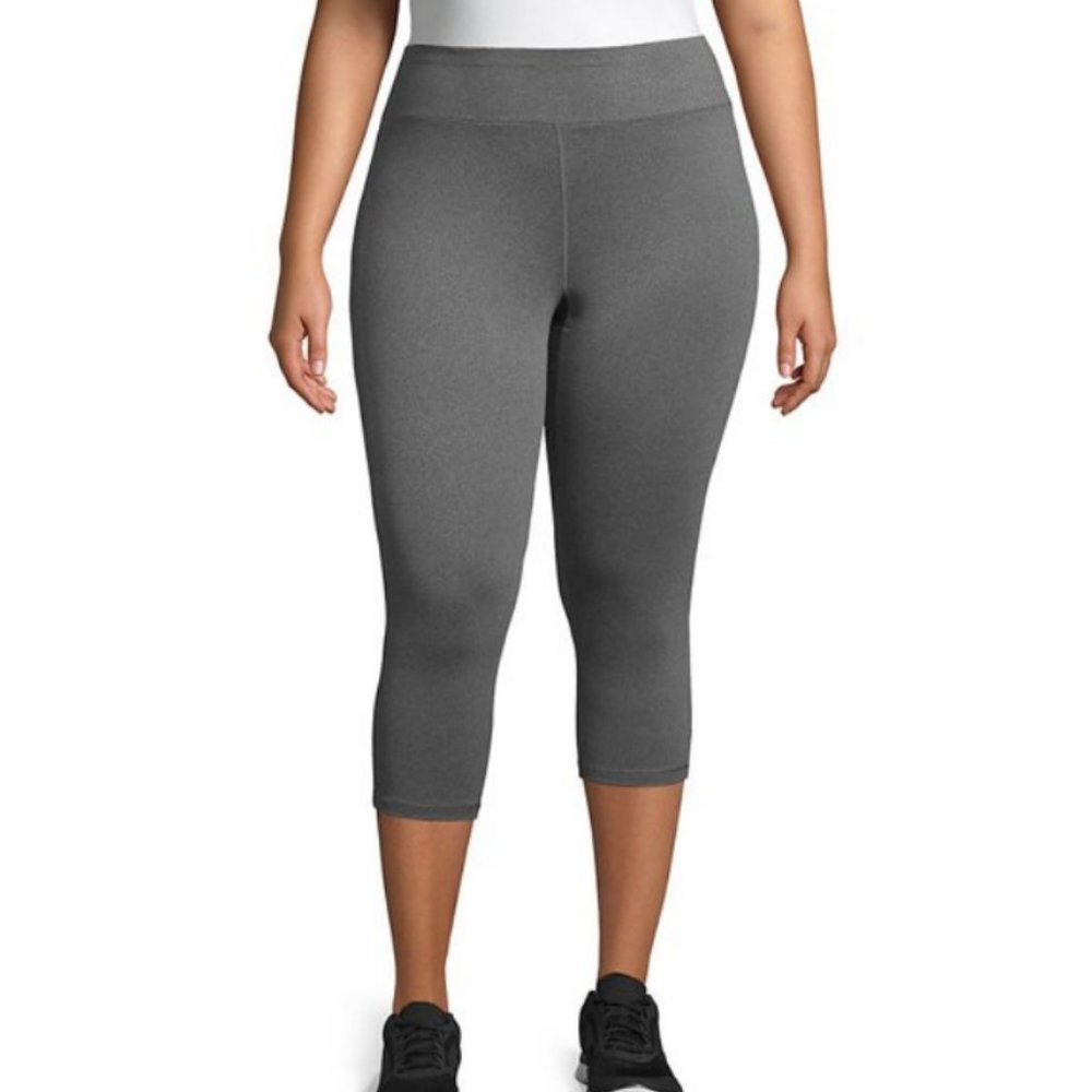 Just My Size Womens  Activewear Jersey Capri Leggings in Grey Size 16W / 1X NWT